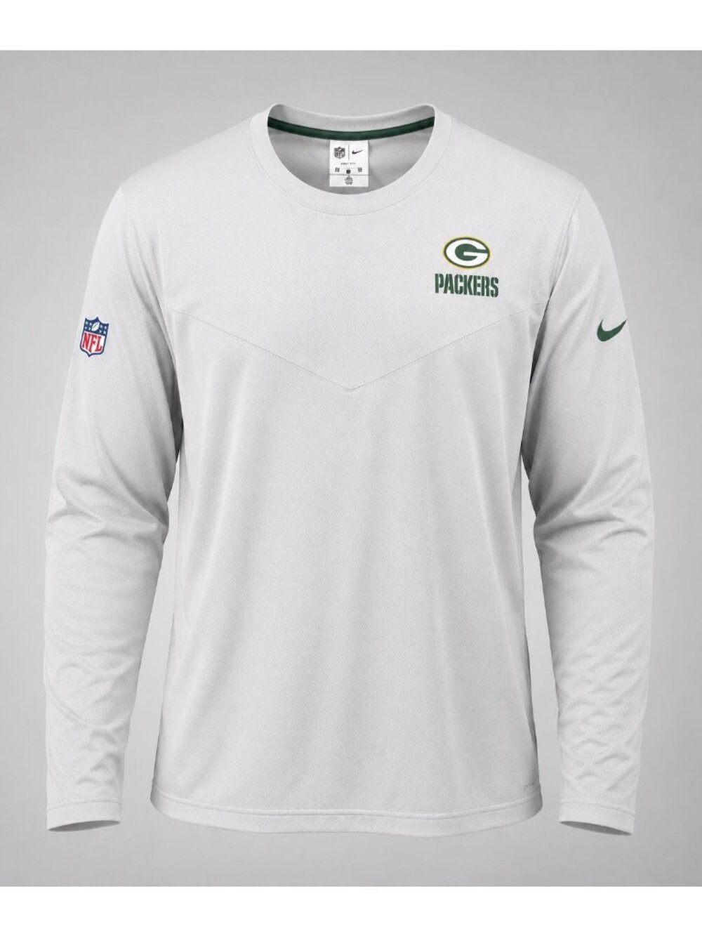 Nike Green Bay Packers Mens 2XL Sideline Coach Shirt Dri-FIT UV Long Sleeve NWT